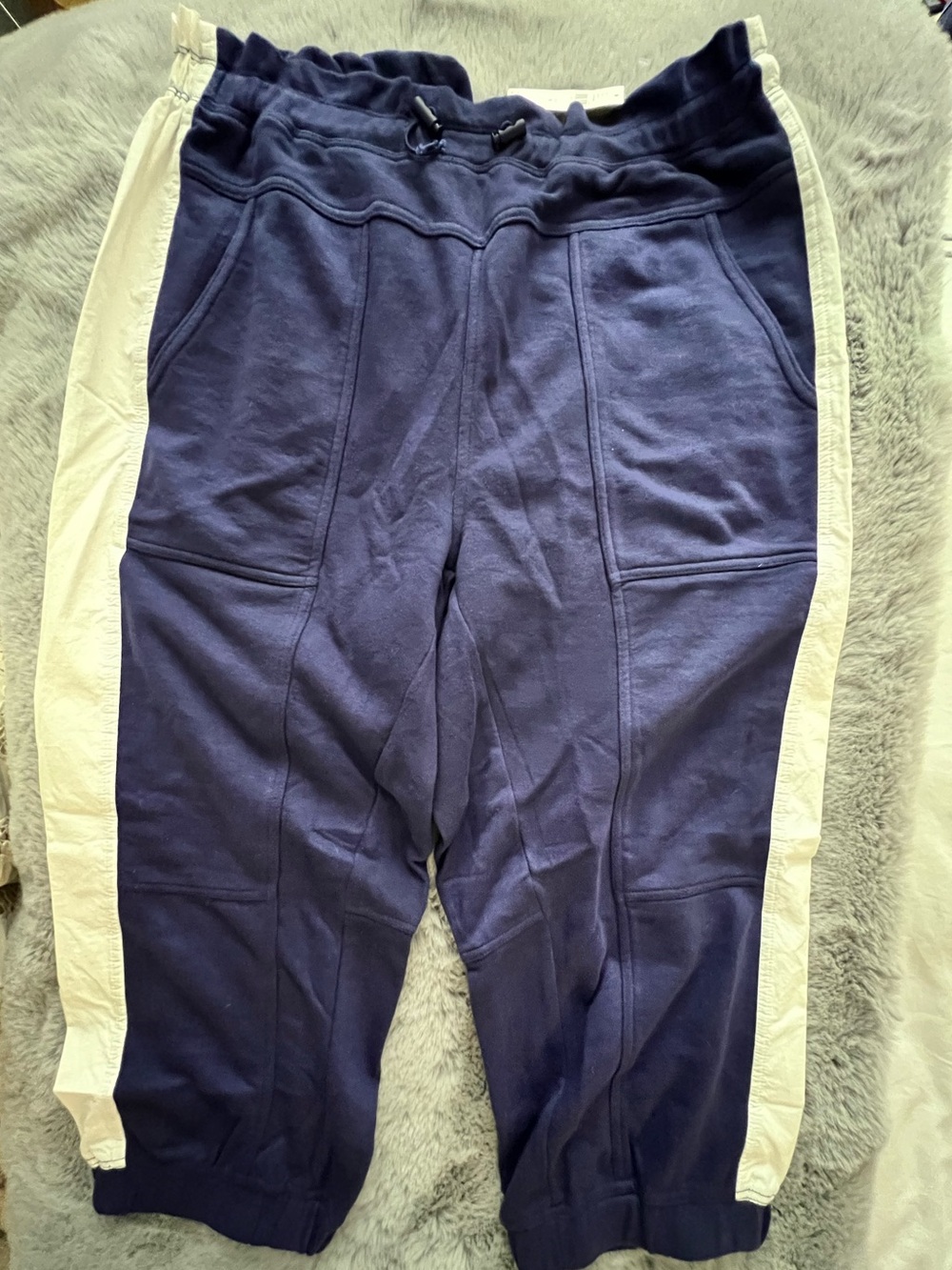 Anthropologie Navy Track Joggers with White Side Stripe - Picture 6 of 11